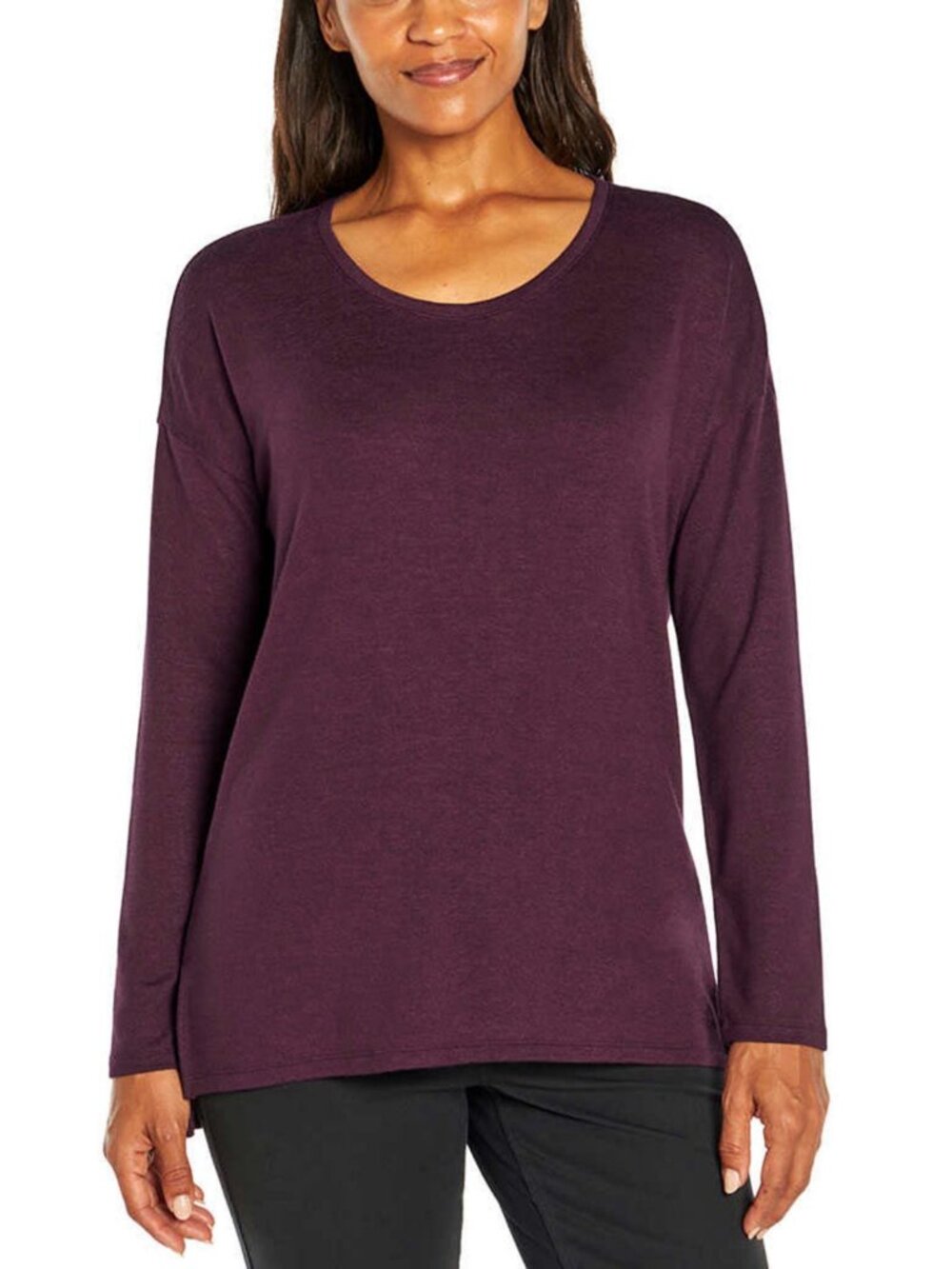 Banana Republic Women's Long Sleeve Scoop Neck Pullover Tunic Top (Purple, XL)